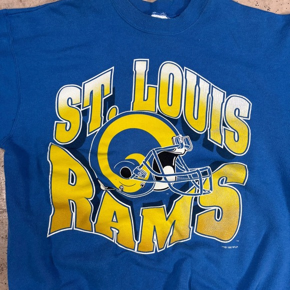 Vintage 1995 St Louis Rams Hanes Crewneck Sweatshirt Blue Mens Large NFL - Picture 3 of 7